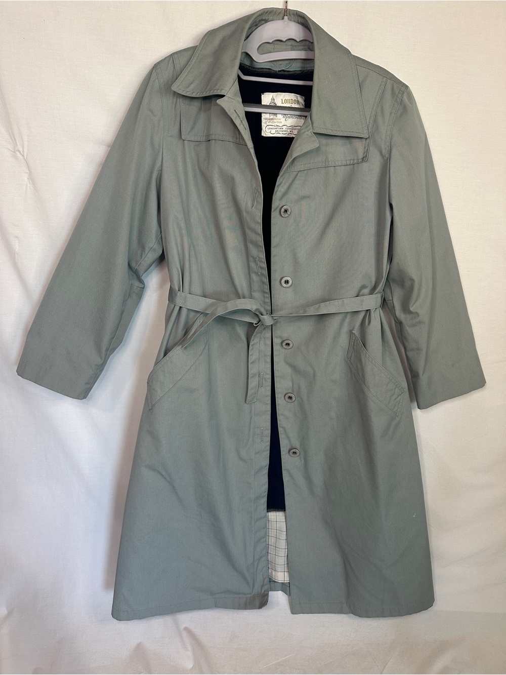 London Fog Gray Tie-Waist Trench Coat
